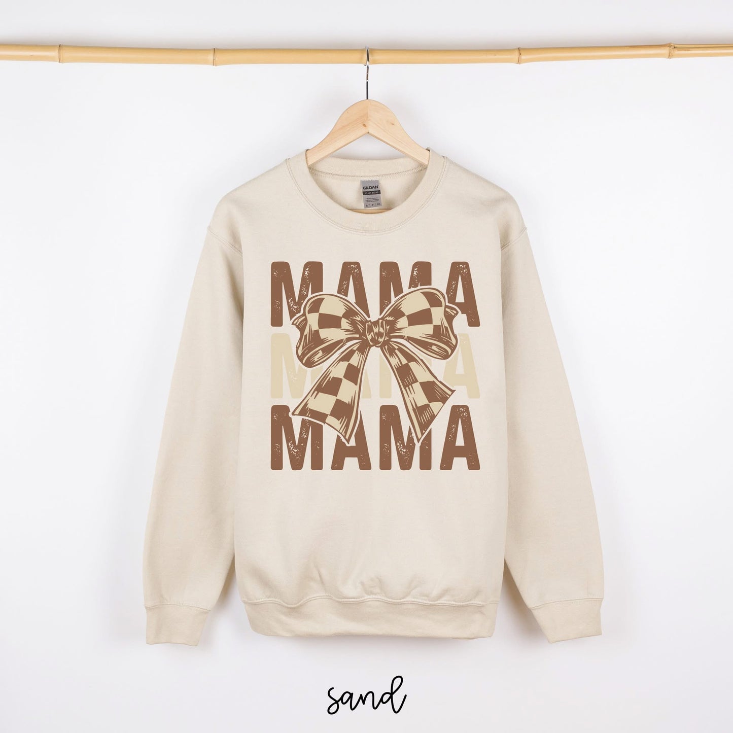 Distressed Brown Mama Check Bow DTF Transfer