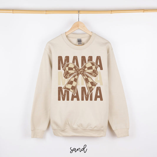 Distressed Brown Mama Check Bow DTF Transfer