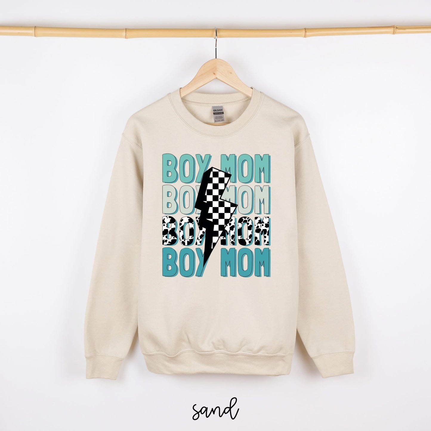 Boy Mom Check Lightning Bolt DTF Transfer