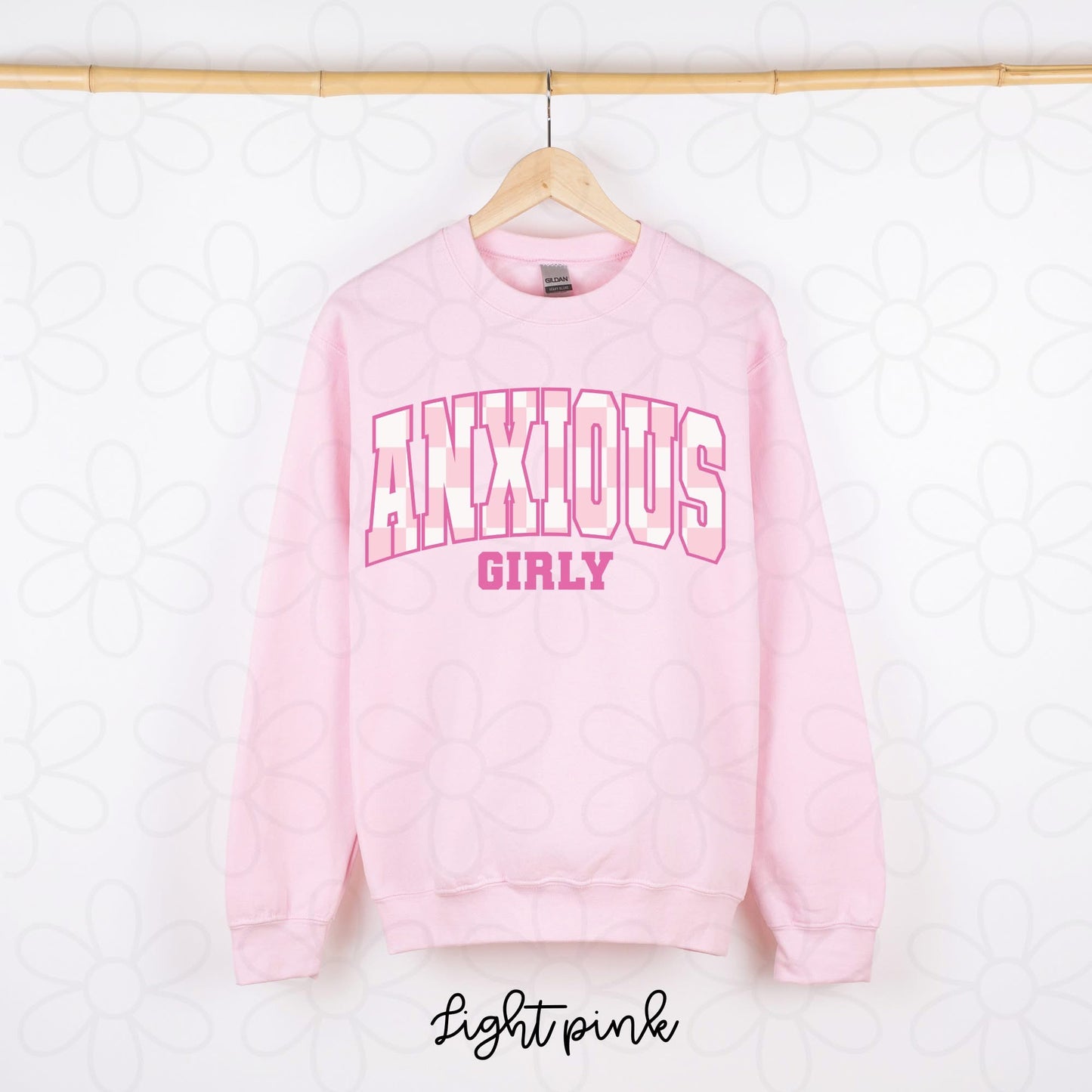 Pink Check Anxious Girly DTF Transfer