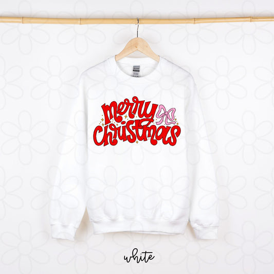 Merry Christmas Pink Bow DTF Transfer