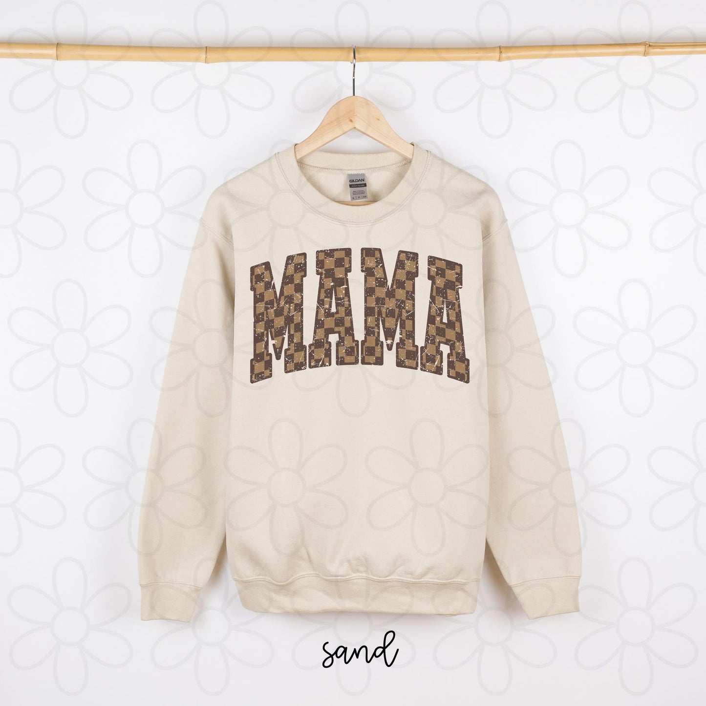 Distressed Brown Check Mama DTF Transfer