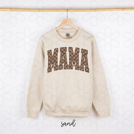 Distressed Brown Check Mama DTF Transfer