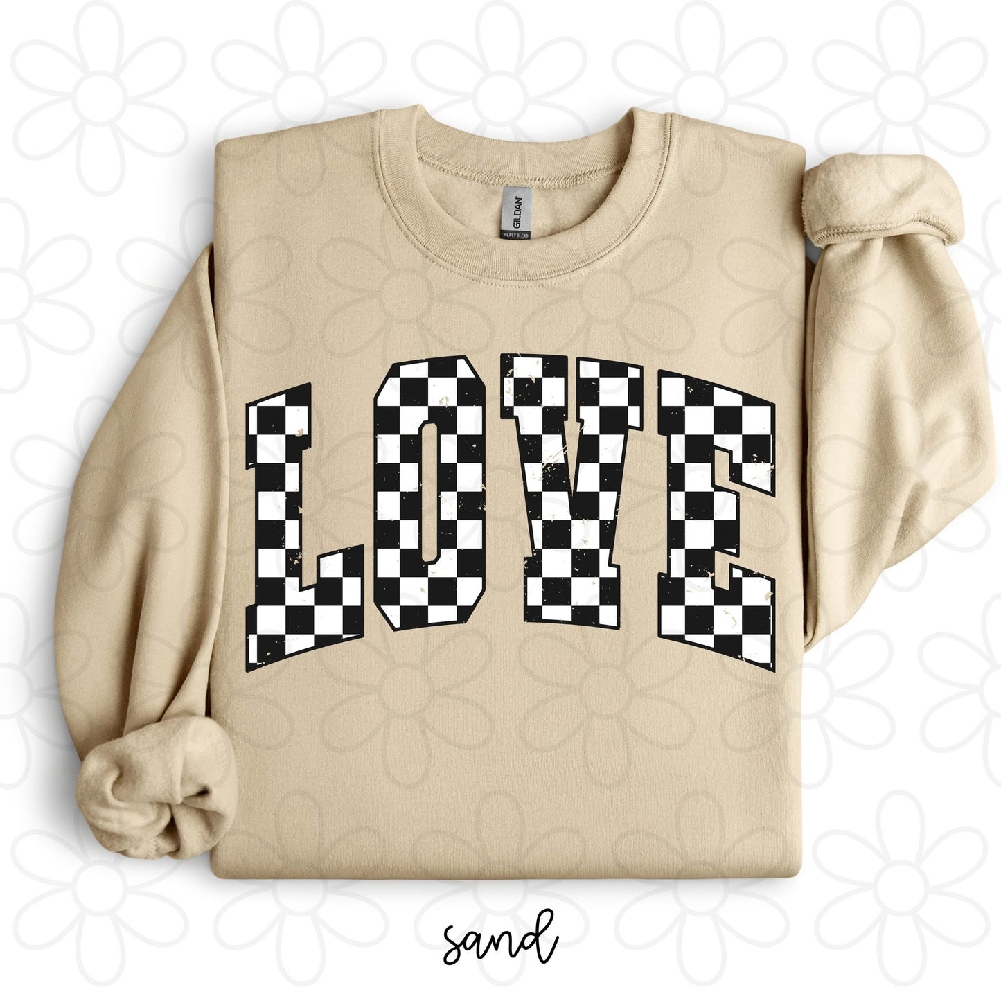 Black Checkered Love DTF Transfer