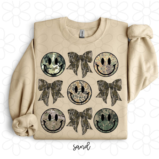 Camo Smiley & Coquette Bows DTF Transfer
