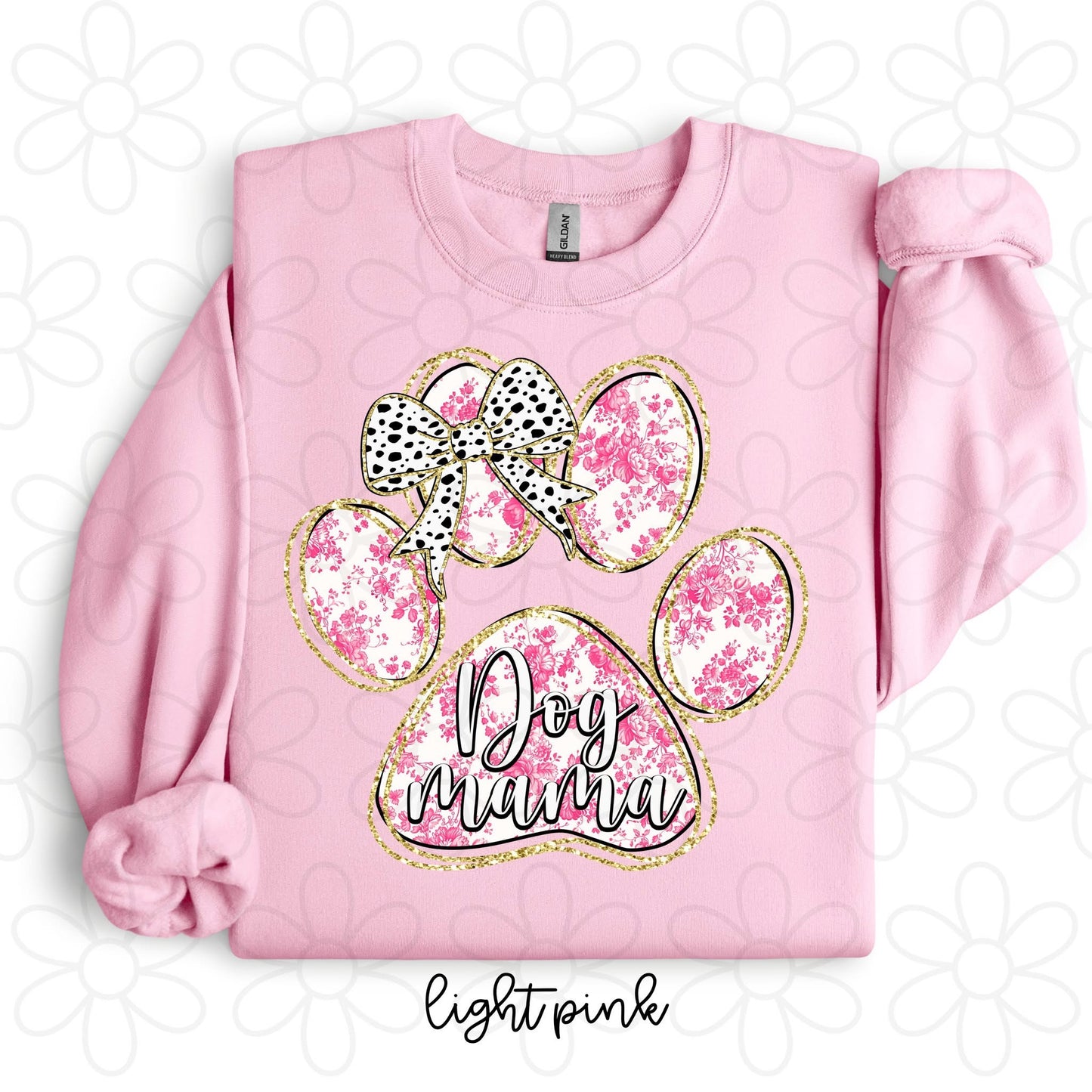 Pink Floral Gold Glitter Dog Mama DTF Transfer