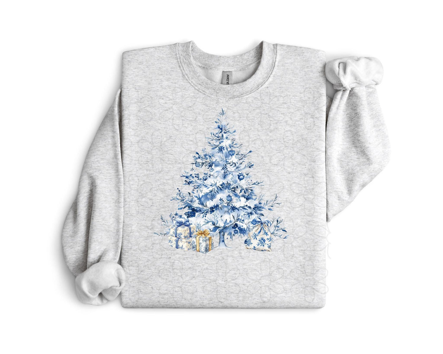 Blue Vintage Christmas Tree DTF Transfer