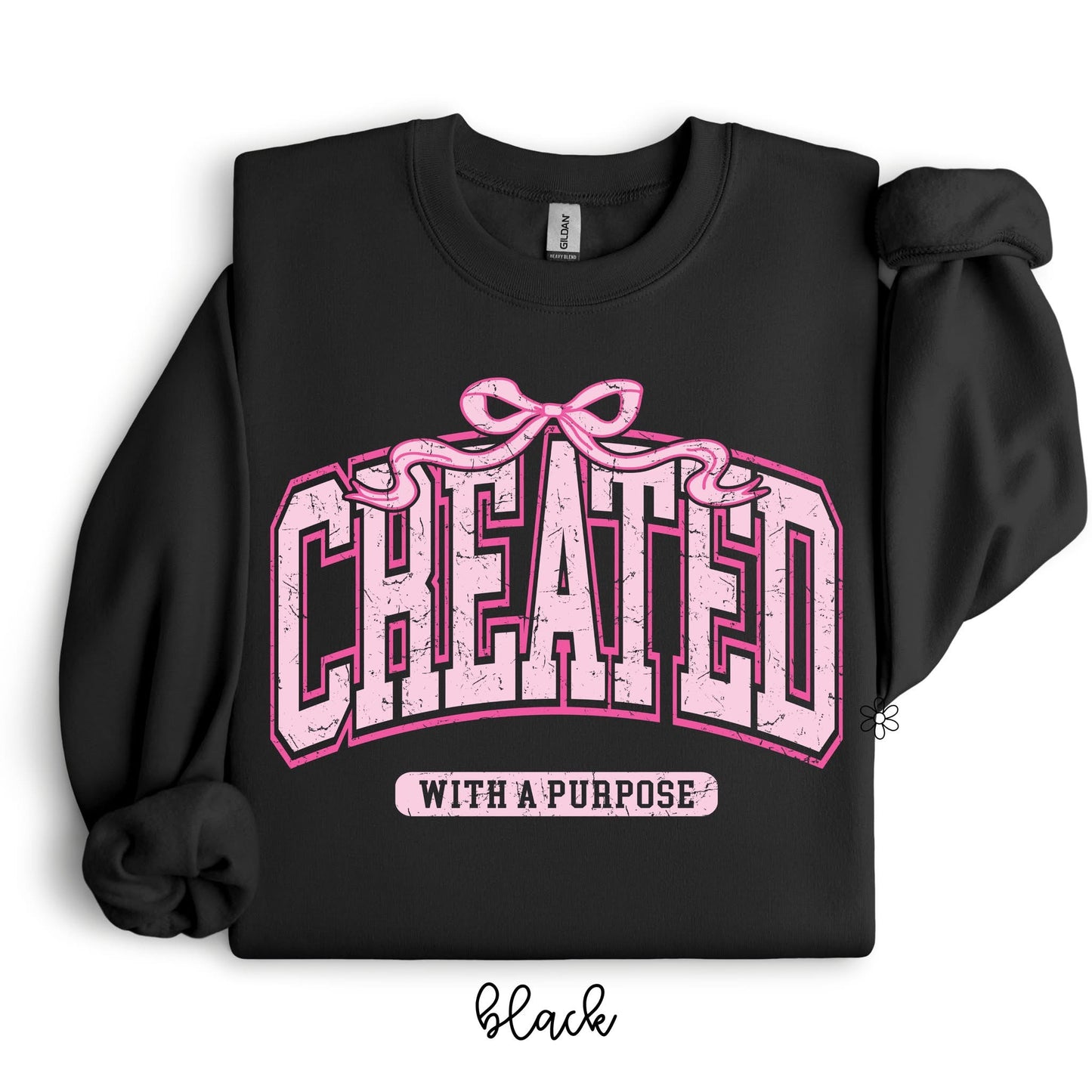 Pink Distressed Created With A Purpose DTF Transfer