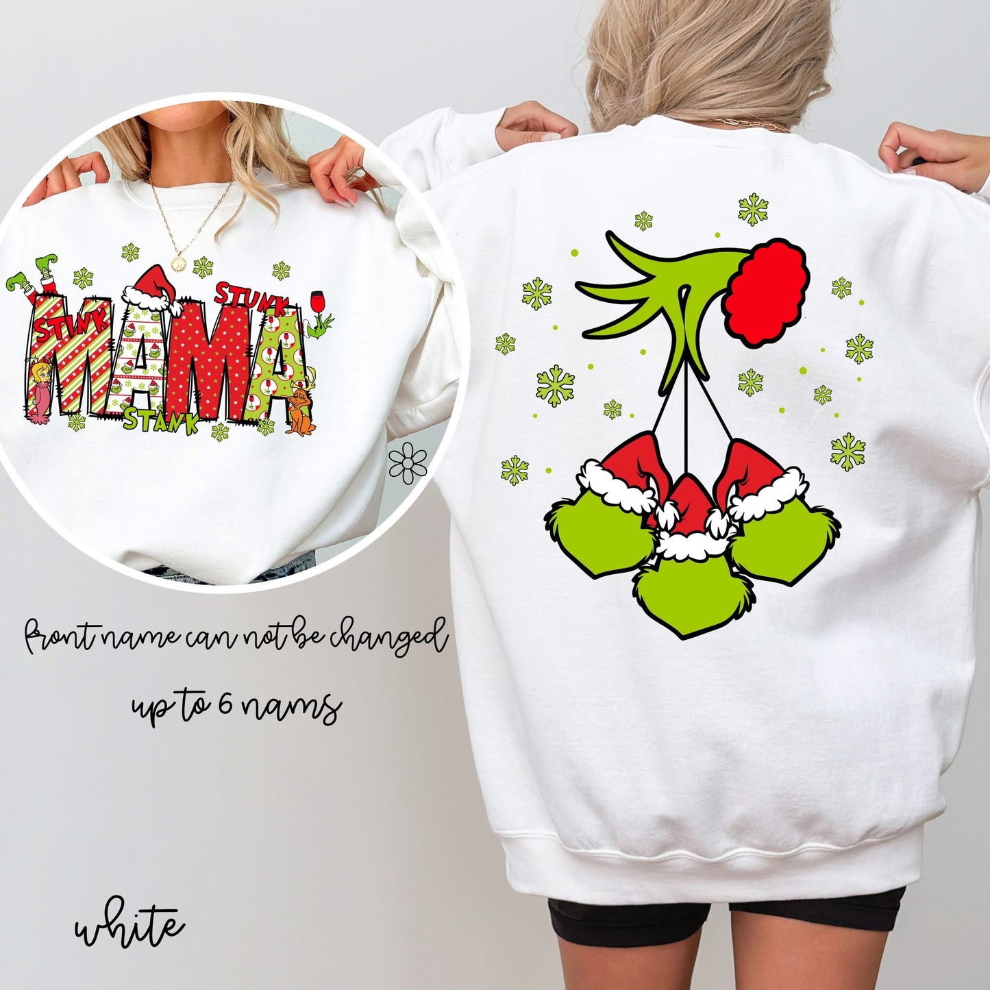 Grinch Mama with Custom Names DTF Transfer