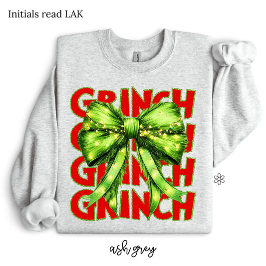 Grinch Bow DTF Transfer