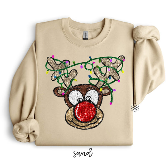 Glitter Rudolph DTF Transfer