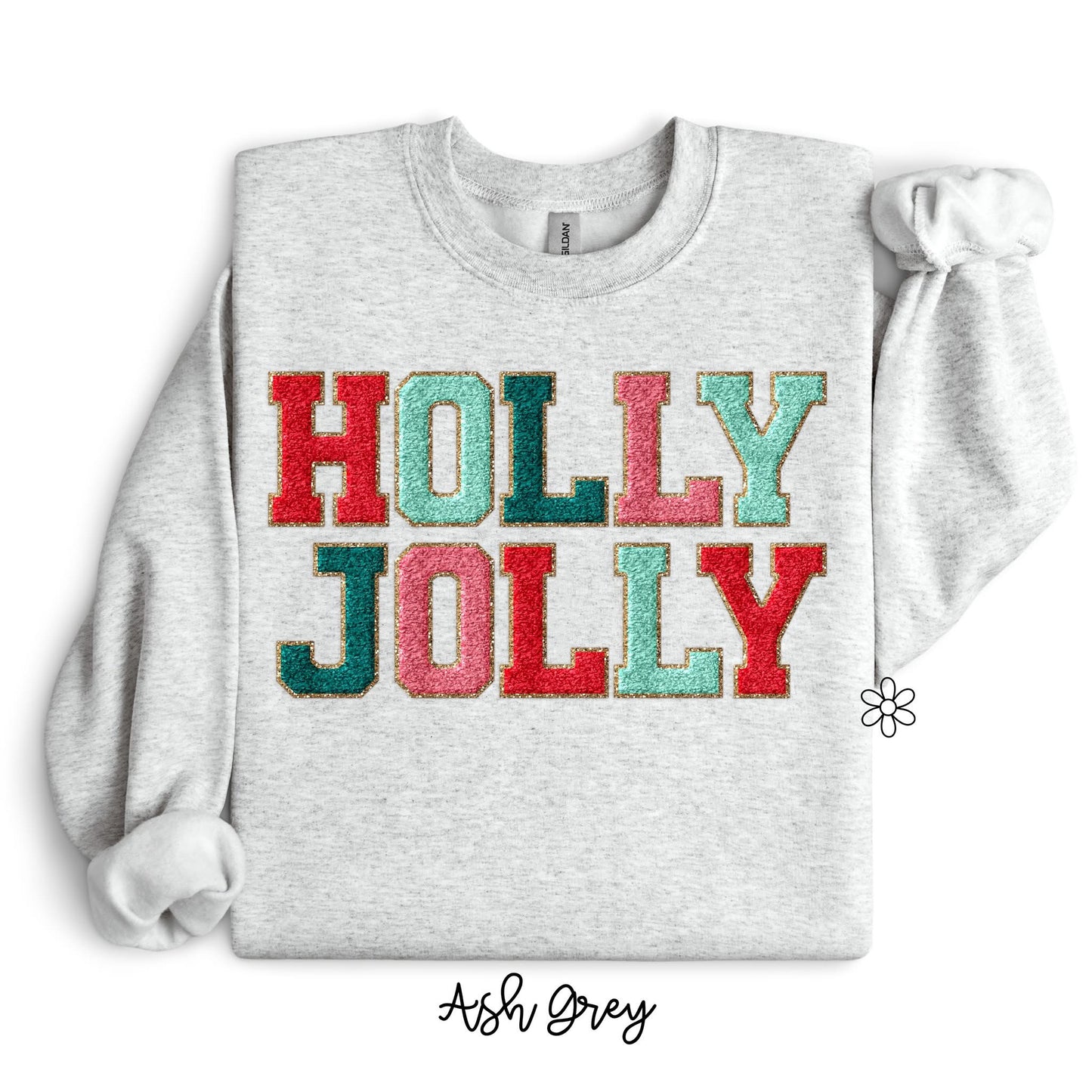 Chenille Letters Holly Jolly DTF Transfer