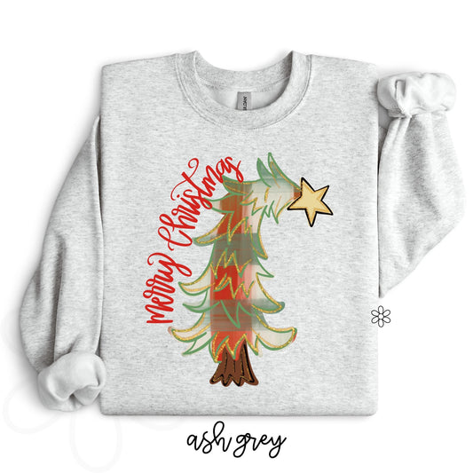 Merry Christmas Tilted Tree DTF Transfer