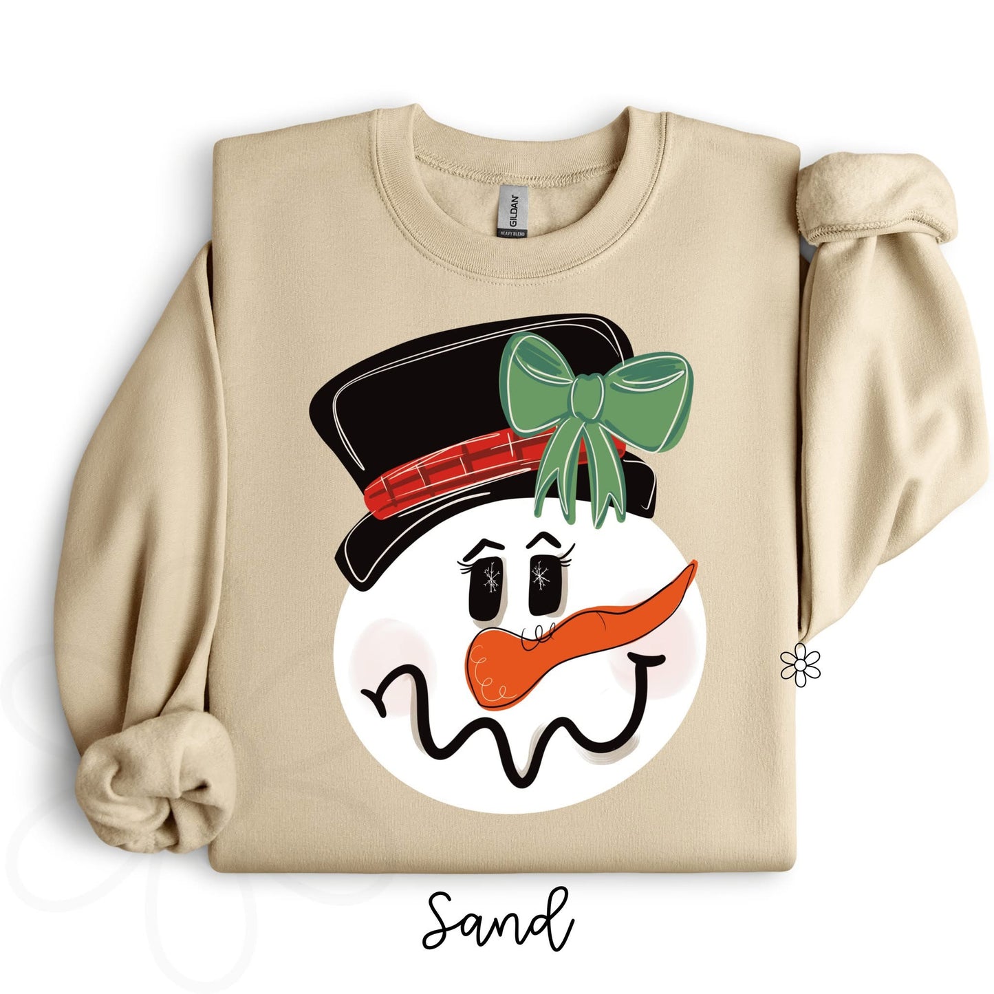 Snowman Green Bow DTF Transfer