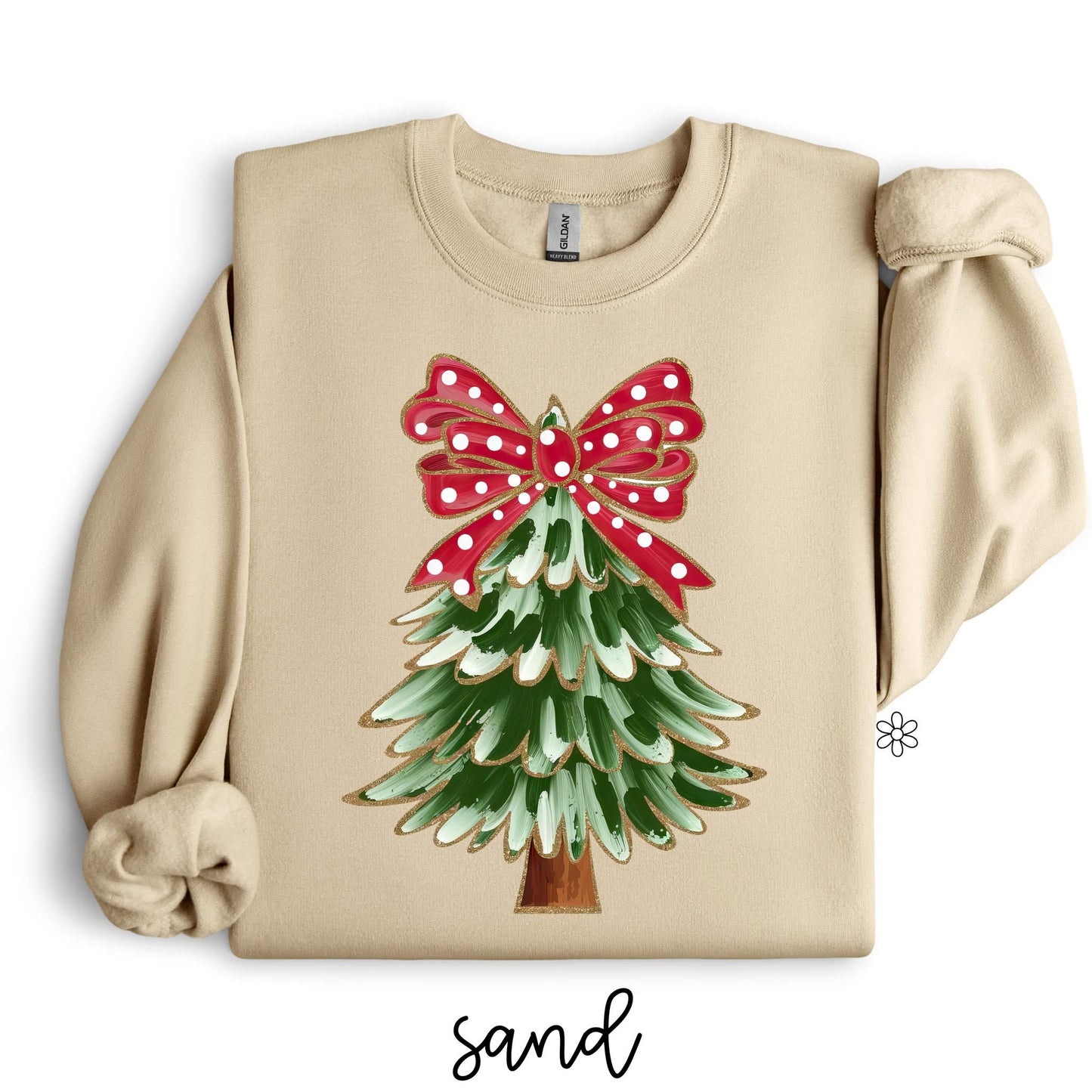 Red Polka Dot Coquette Bow Green Tree DTF Transfer