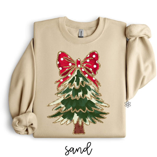 Red Coquette Small Polka Dot Bow Tree DTF Transfer