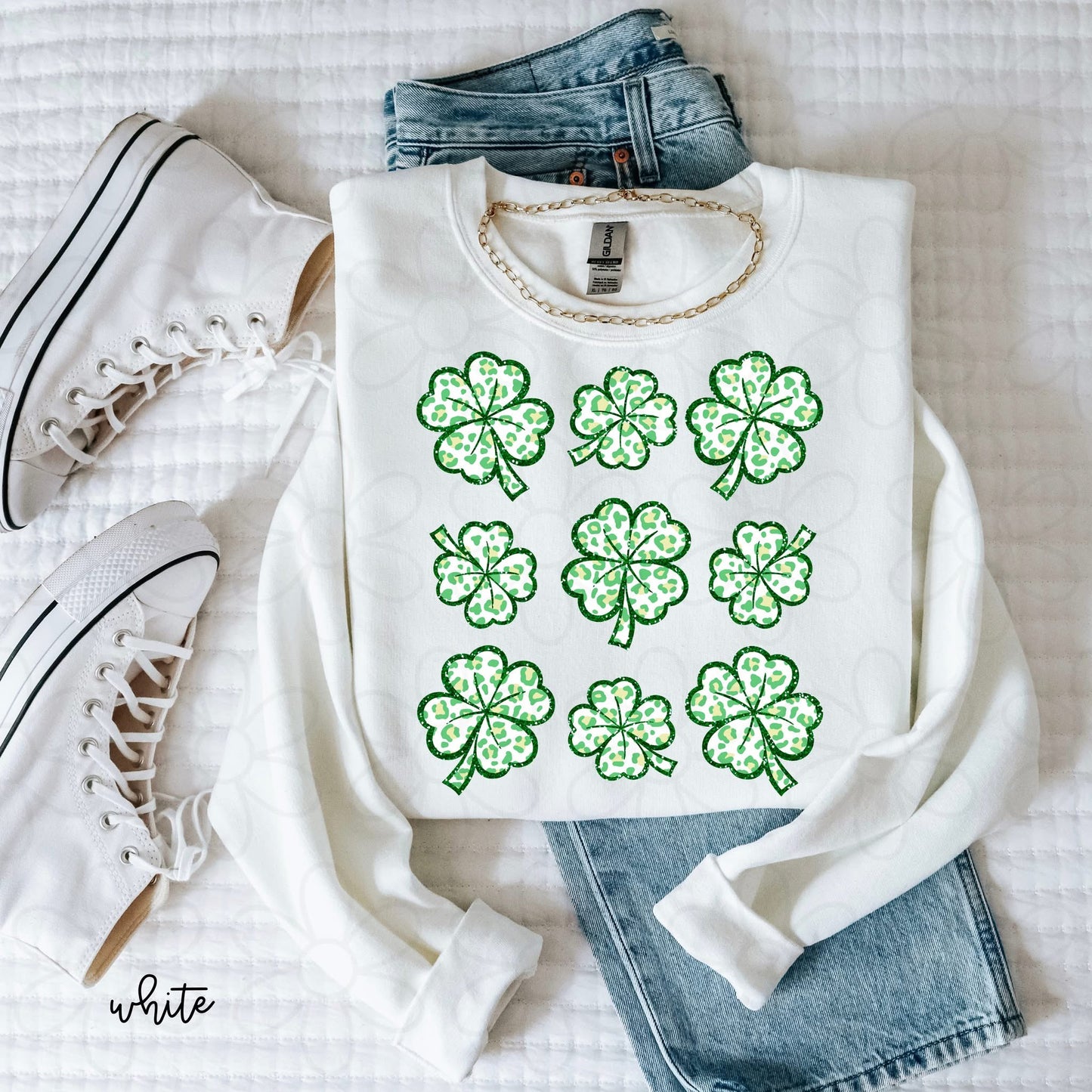 Leopard Glitter Shamrocks DTF Transfer