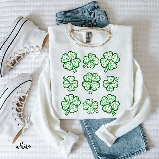 Leopard Glitter Shamrocks DTF Transfer