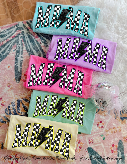 Retro Checkered Lightening Mama Tee