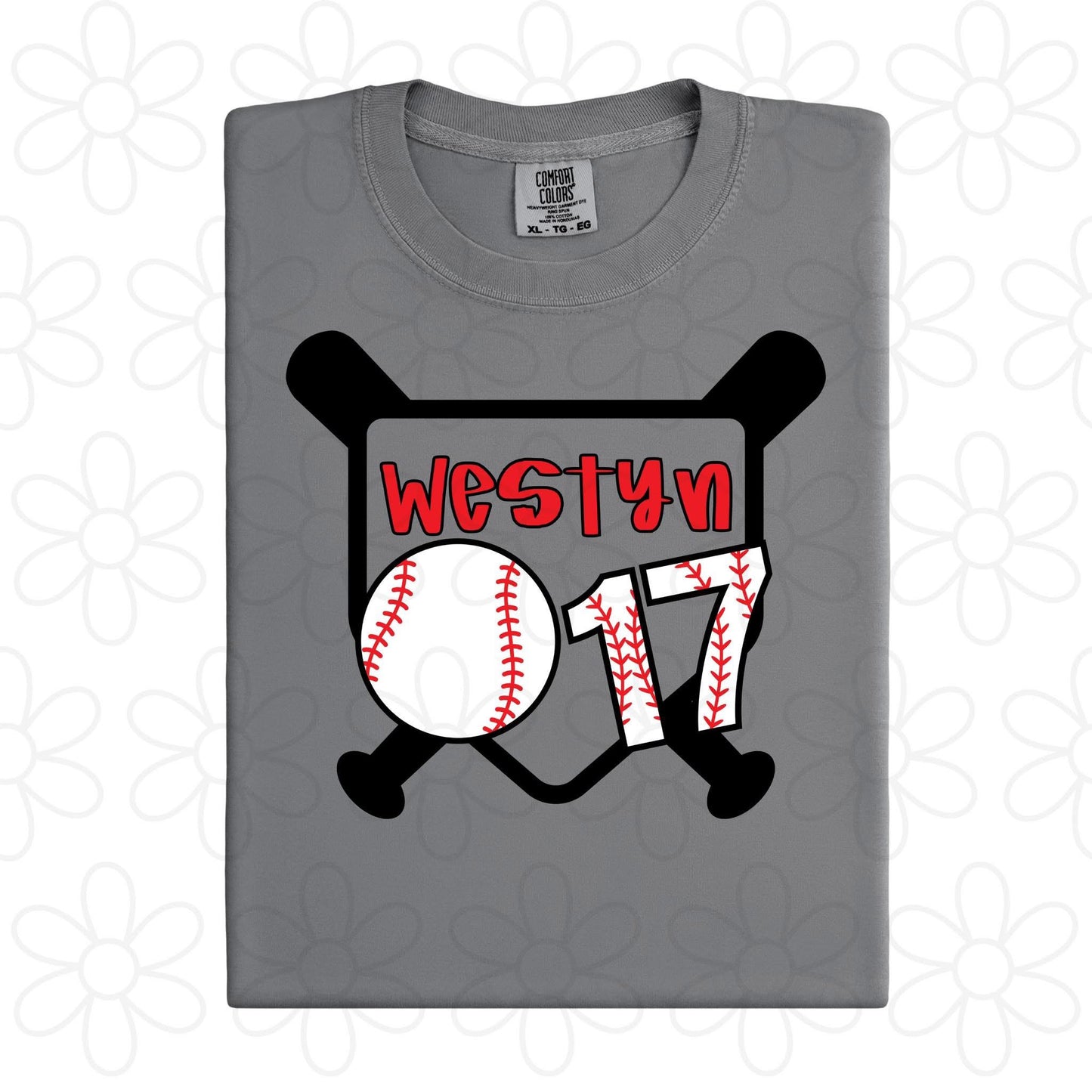 Custom Name & Number Baseball Plate DTF Transfer