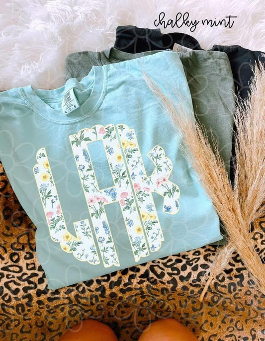 Pastel Floral Monogram Tee