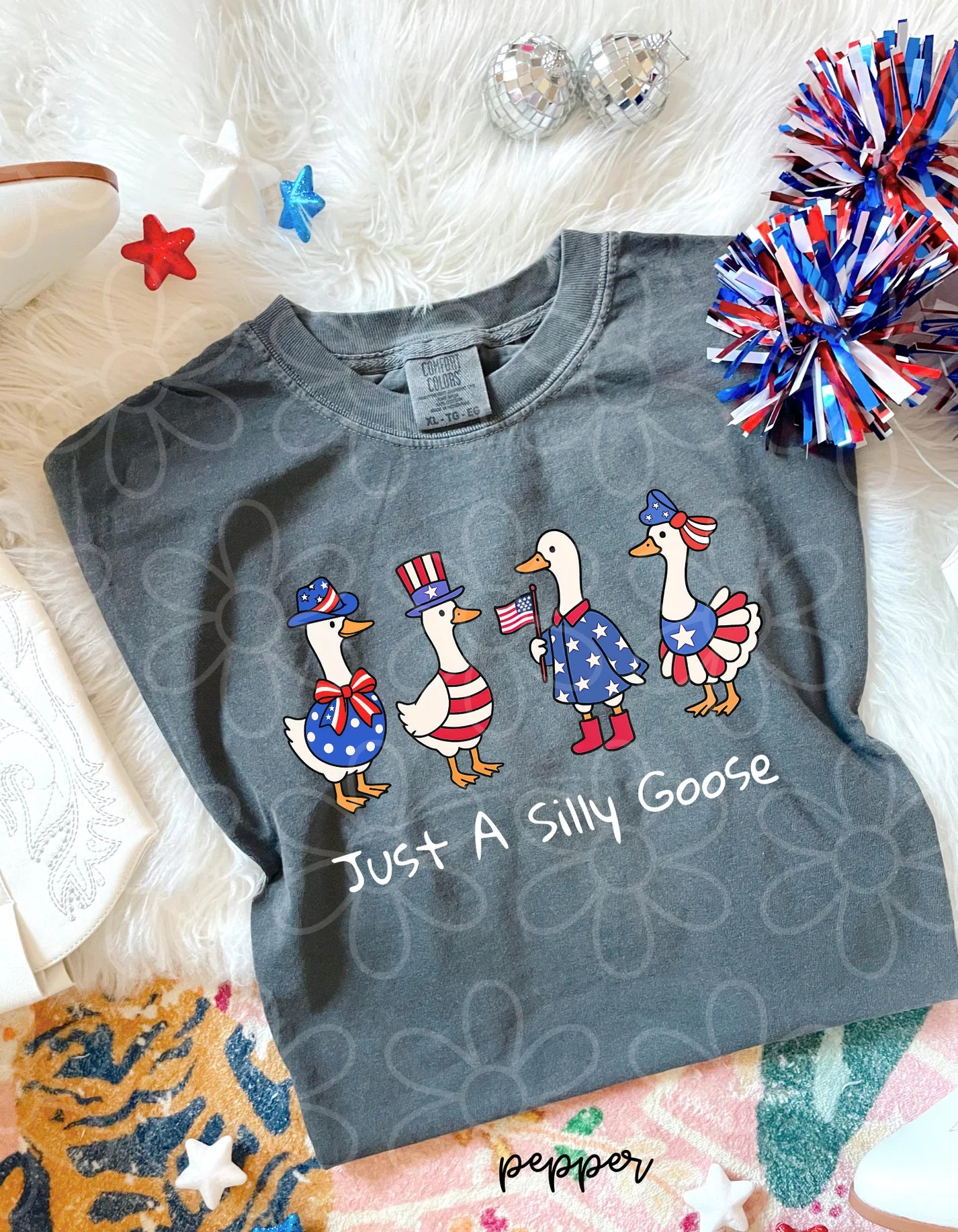 Just A Silly Goose Patriotic DTF Transfer