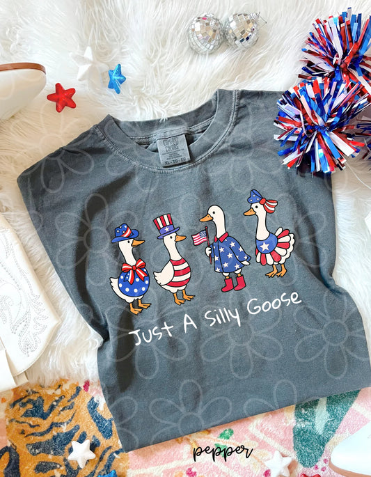 Just A Silly Goose Patriotic DTF Transfer