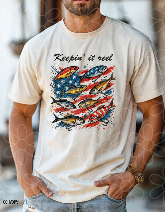 Keepin' it Reel Patriotic DTF Transfer