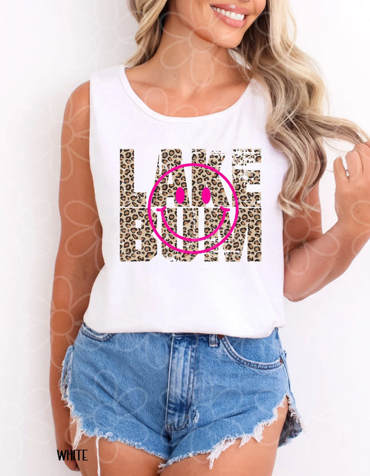 Leopard Lake Bum Pink Smiley DTF Transfer