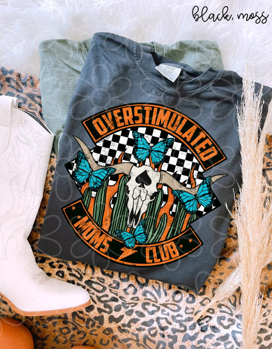 Overstimulated Moms Club Western Check DTF Transfer