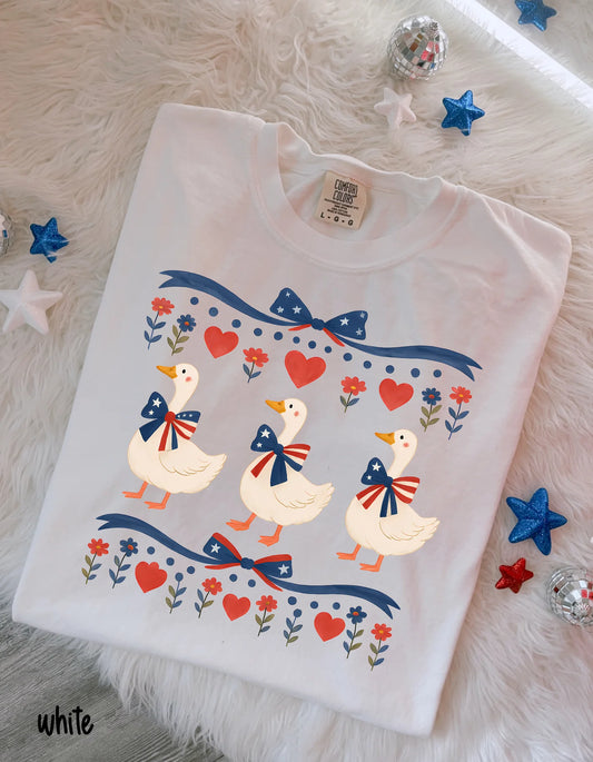 Patriotic Heart Geese DTF Transfer