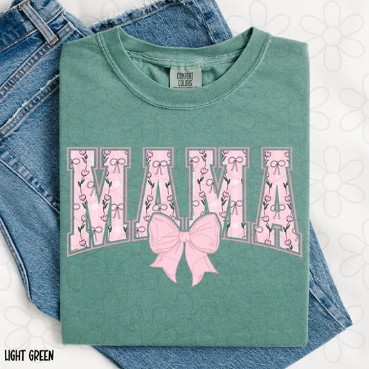 Pink Bow Flower Mama DTF Transfer