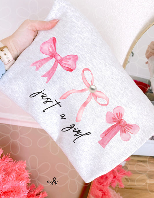 Pink Bows Just A Girl DTF Transfer