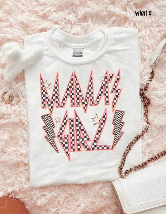 Pink Check Stars MaMa's Girl DTF Transfer