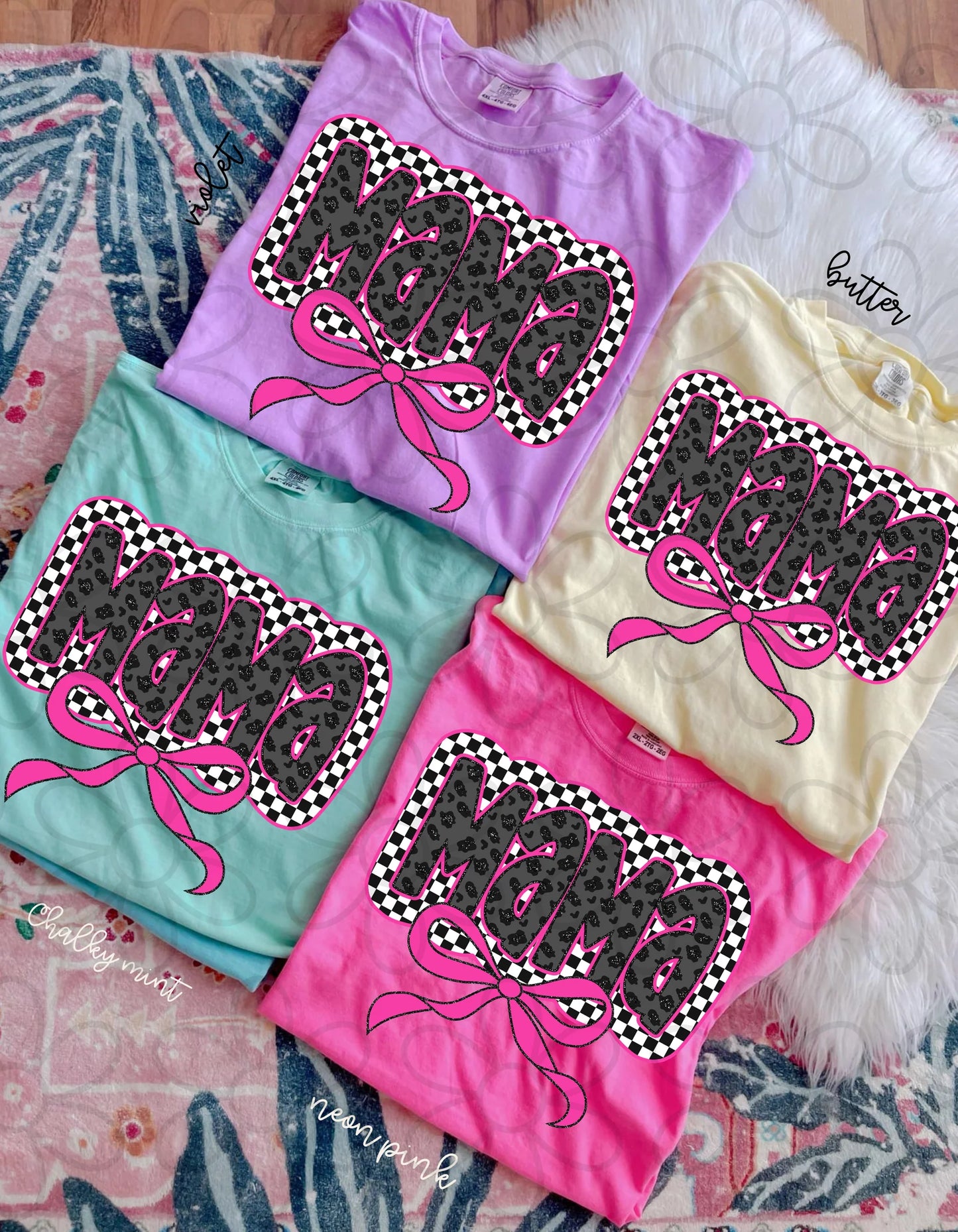 Pink Checkered Leopard Coquette Tee