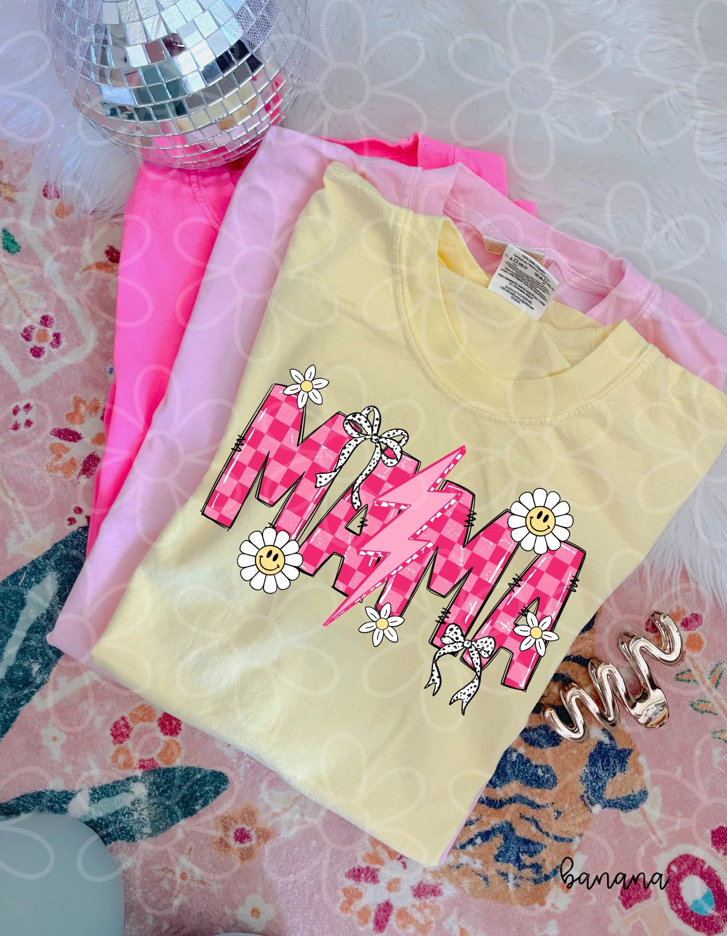 Pink Checkered Retro Mama DTF Transfer