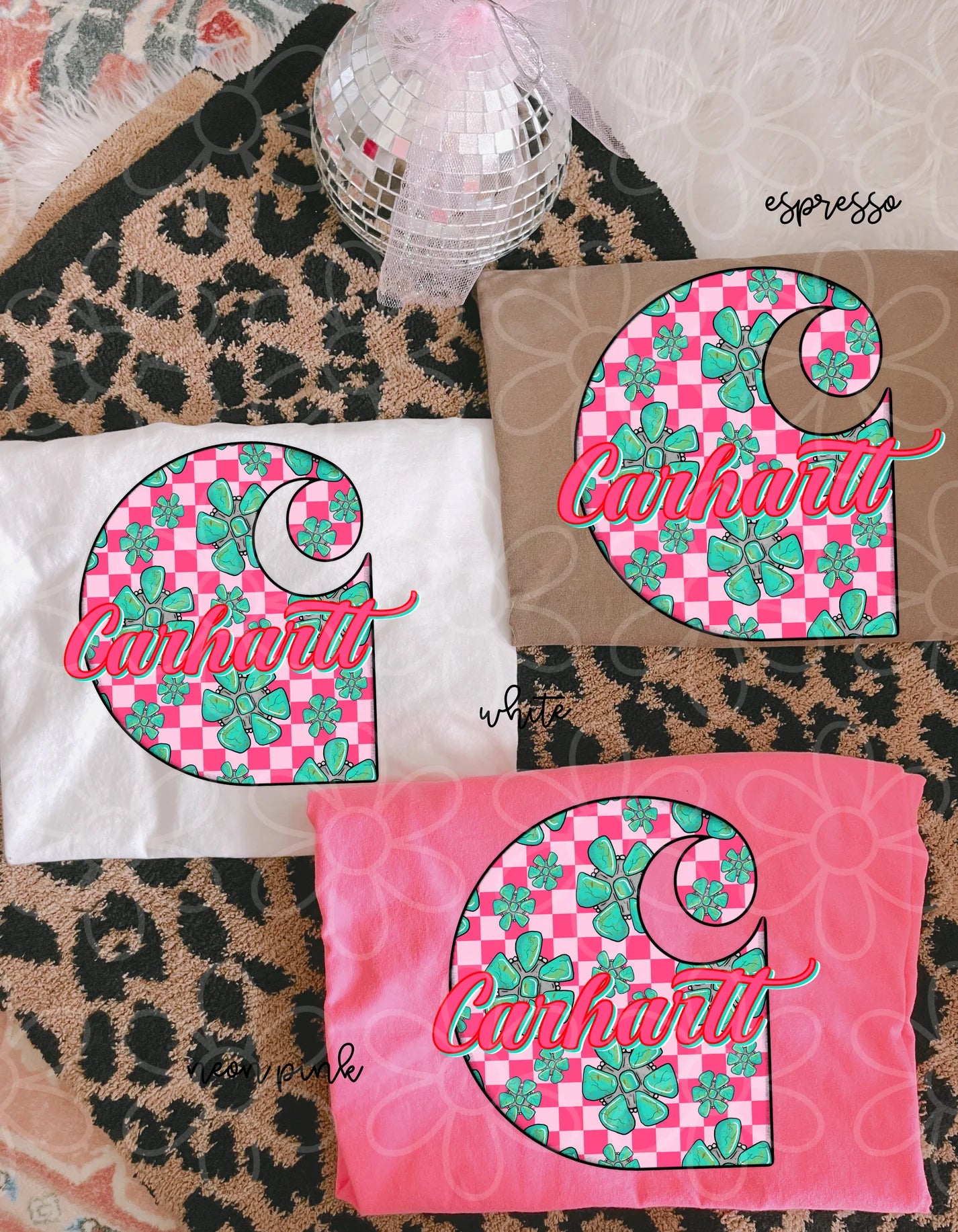 Pink Checkered Western Carhartt DTF Transfer