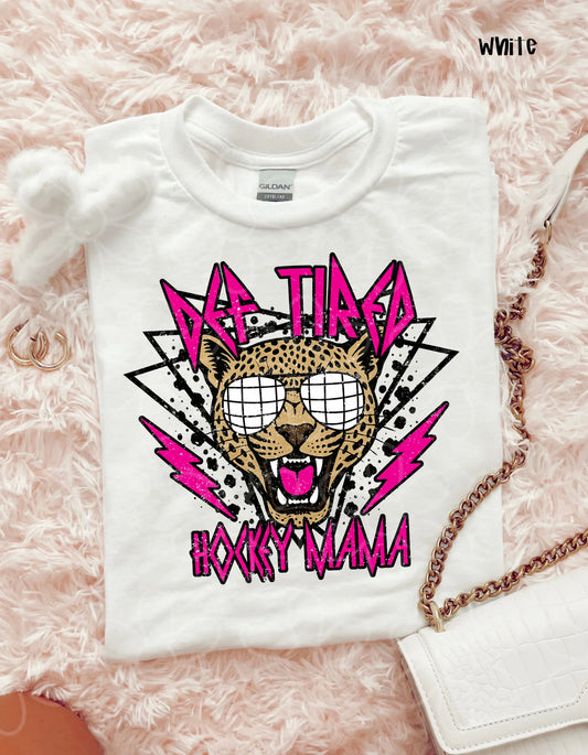 Pink Def Tired Hockey MaMa DTF Transfer