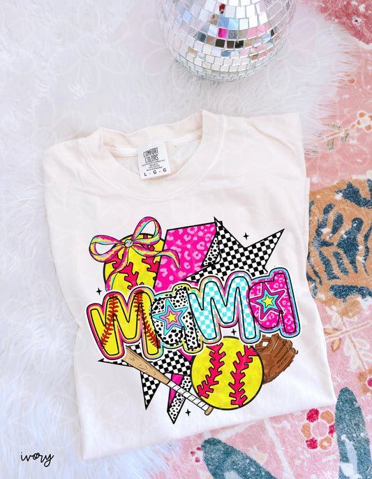 Pink Leopard Softball Mama DTF Transfer