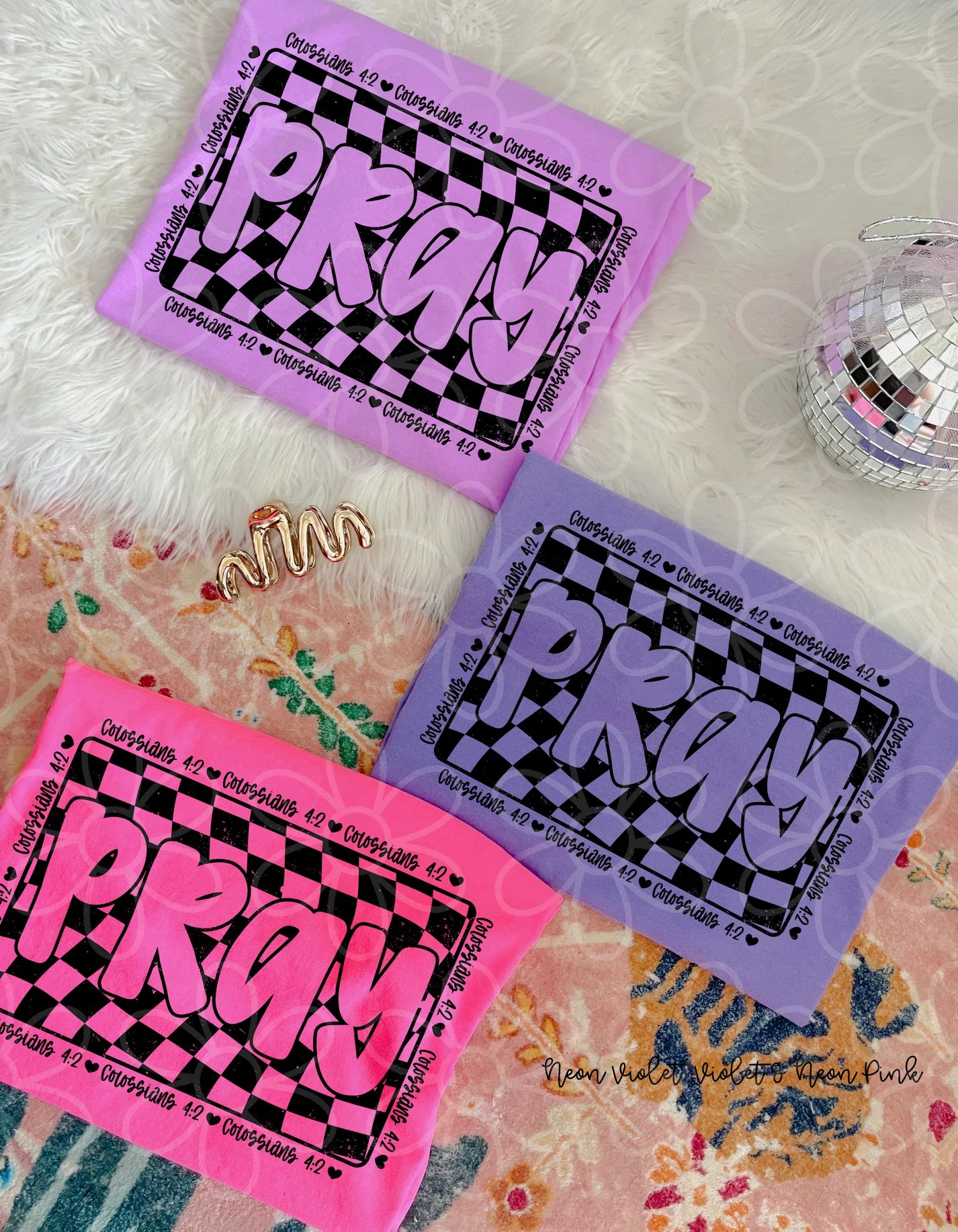 Pray Checkered DTF Transfer