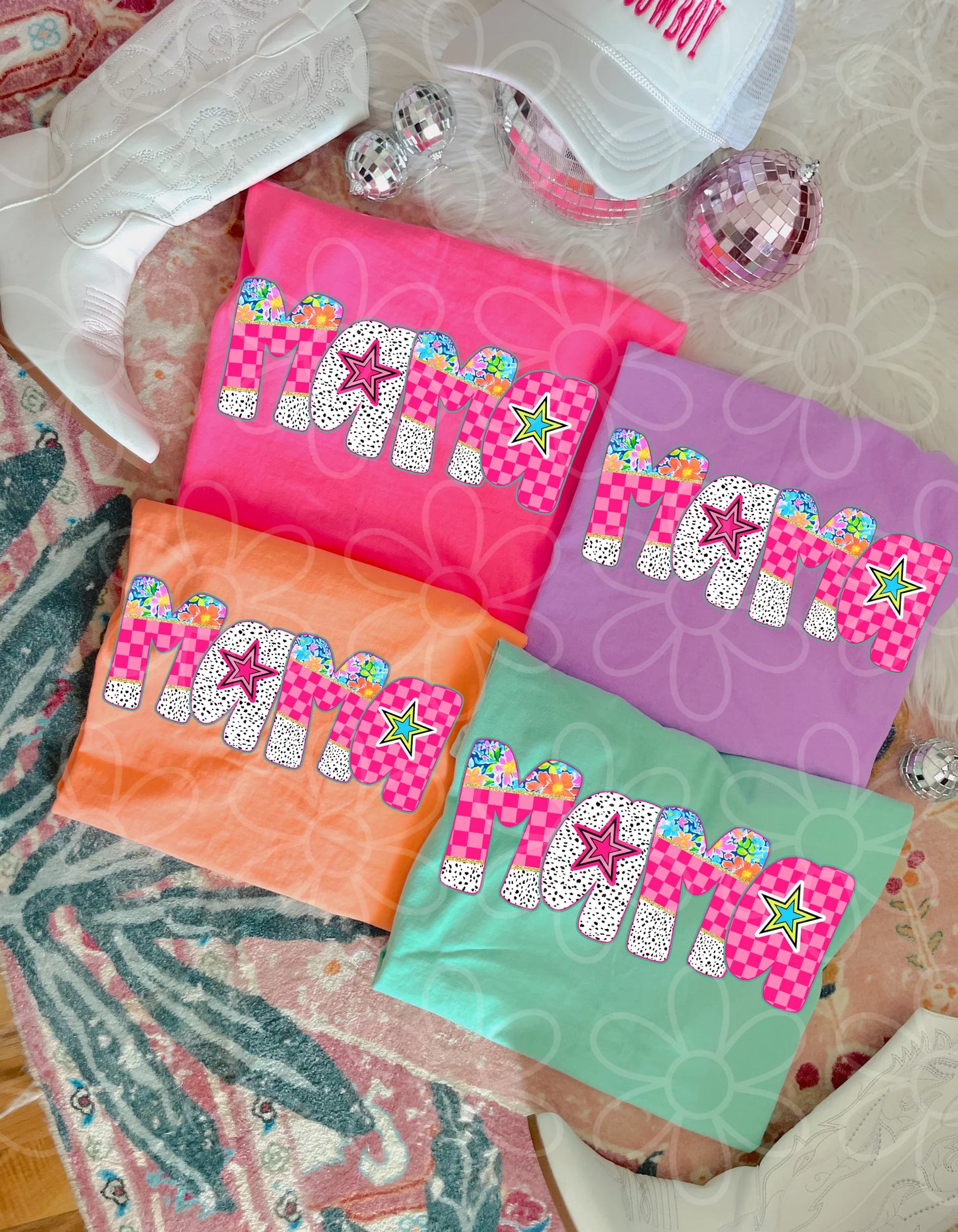 Preppy Checkered Floral Mama DTF Transfer