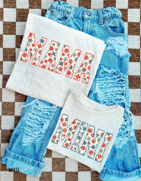 RWB Floral Mini DTF Transfer