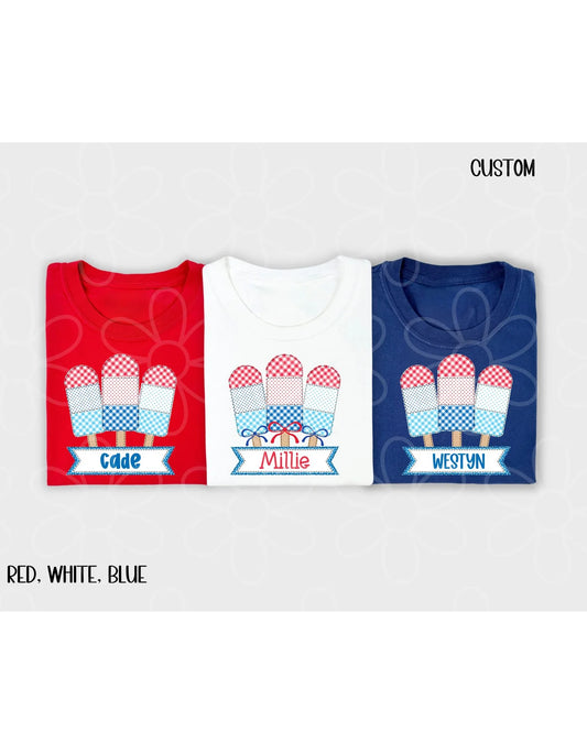 RWB Popsicle Custom Name With Bow DTF Transfer