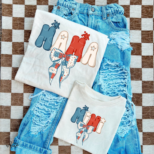 RWB Stars Bow Mama DTF Transfer