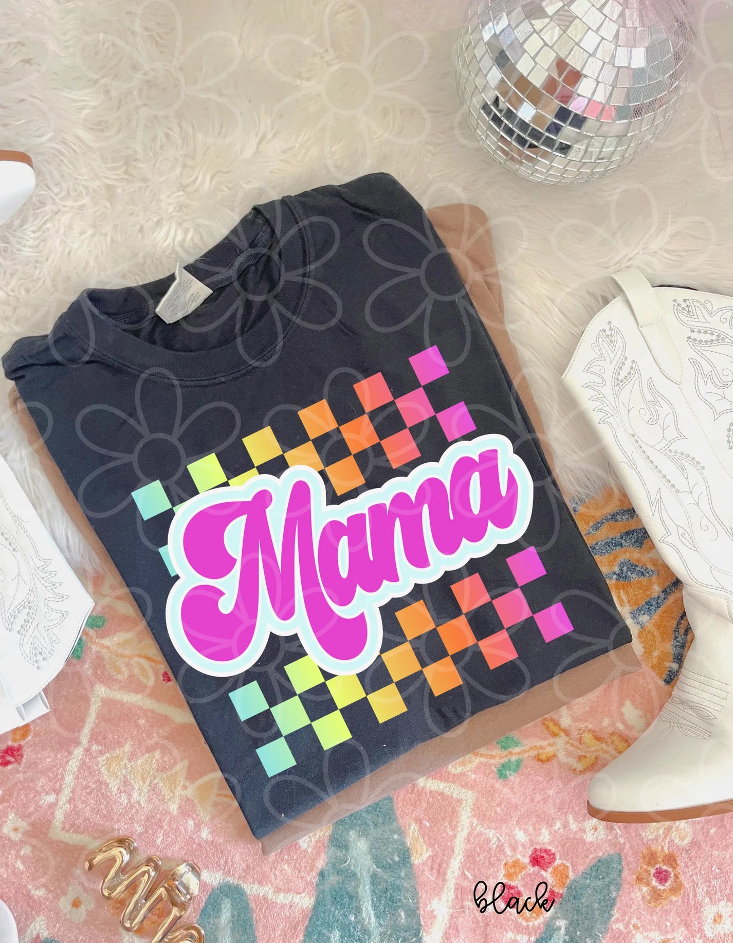 Rainbow Checkered Mama DTF Transfer