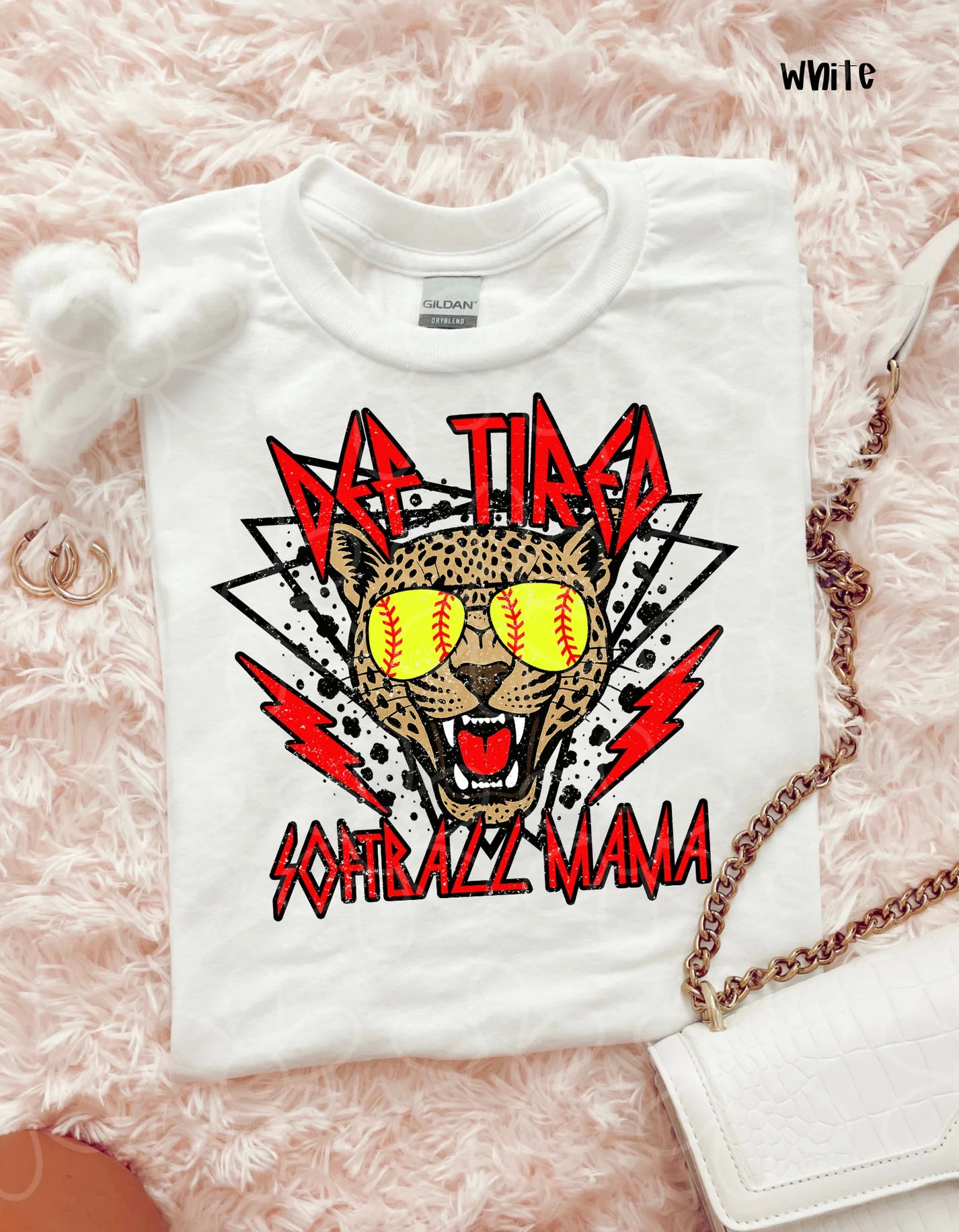 Red Def Leopard Softball MaMa DTF Transfer