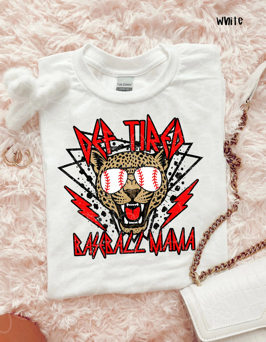Red Def Tired Baseball MaMa DTF Transfer