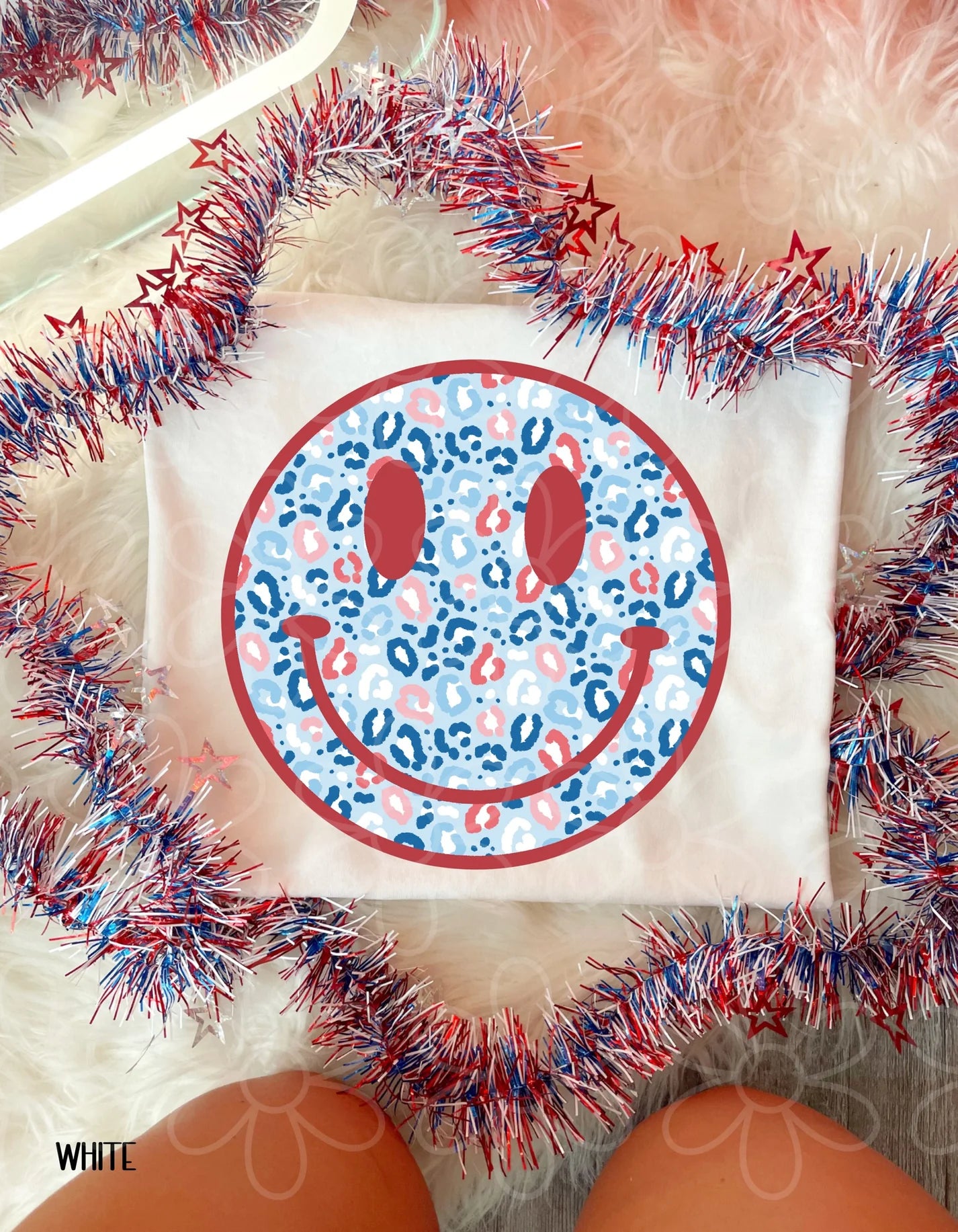 Red Leopard Smiley DTF Transfer