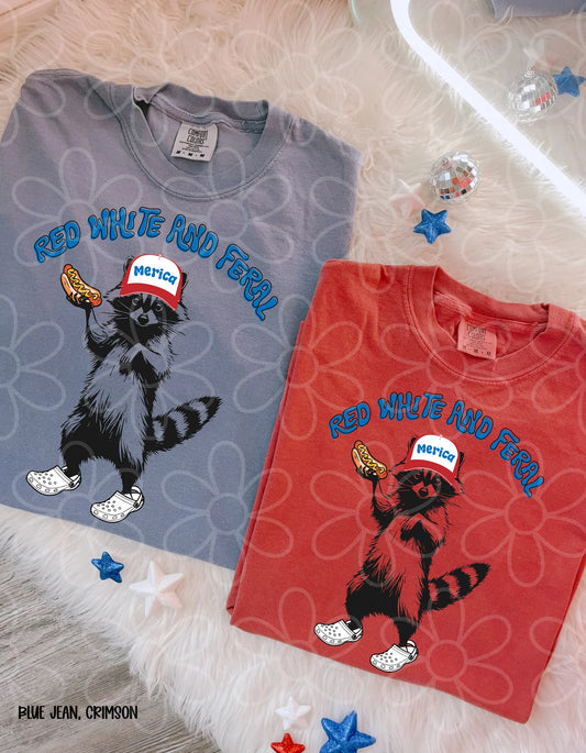 Red White and Feral Tee