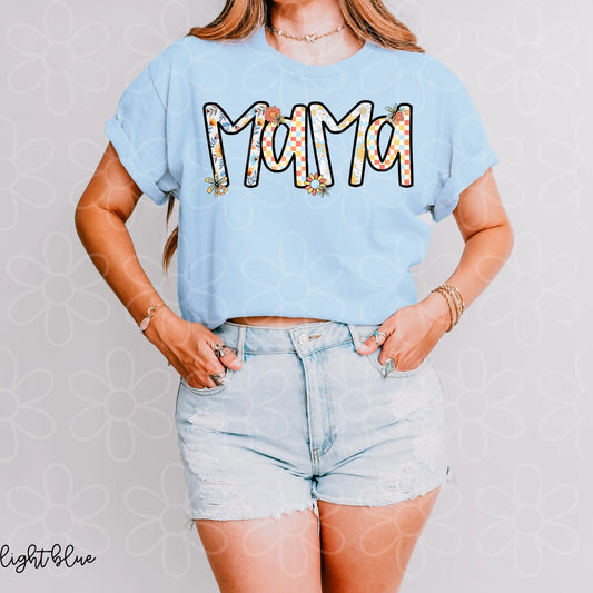 Retro Floral & Checkered Mama DTF Transfer